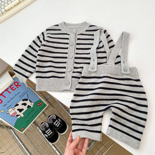 Conjunto Cardigan Tejido a Rayas - Dos Piezas - Image 2