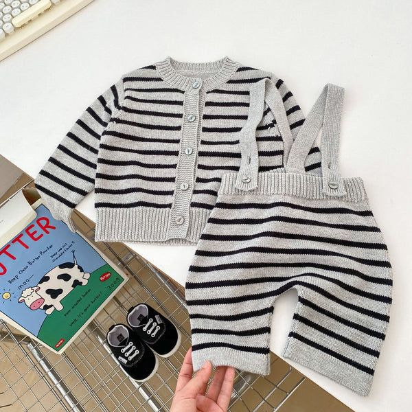Conjunto Cardigan Tejido a Rayas - Dos Piezas