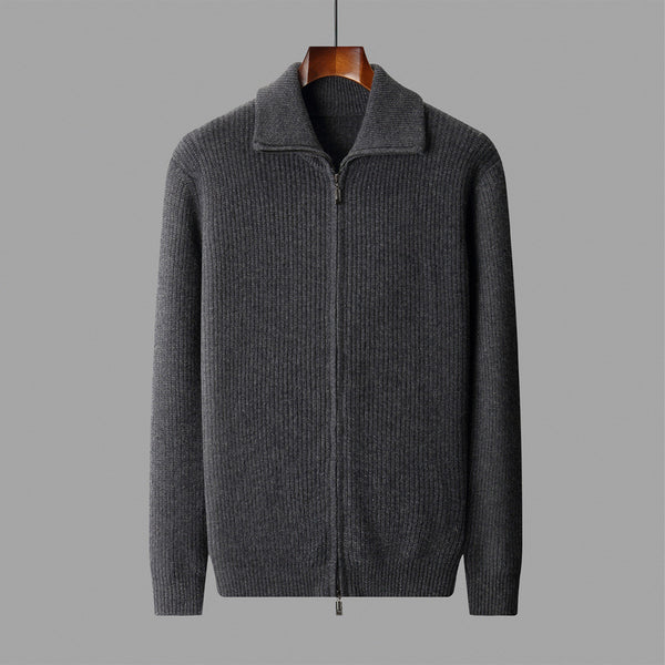 Cardigan de Lana Pura con Cierre para Hombre - Abrigo Solapa Otoño Invierno