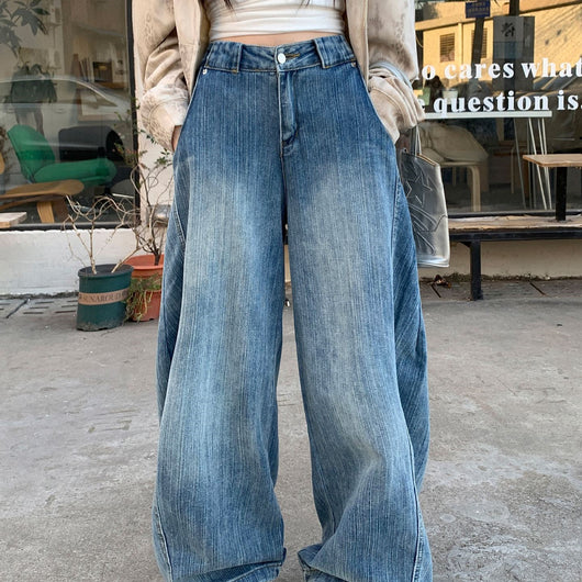 Jeans Machete Desgastados Lavados para Mujer Corte Holgado Tendencia