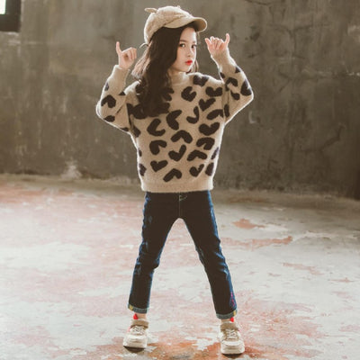 Suéter infantil estampado leopardo en lana de visón - Image 8