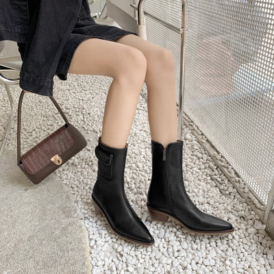 Botas Tobilleras Estilo Knight con Tacón Bajo y Cierre Lateral - Image 5