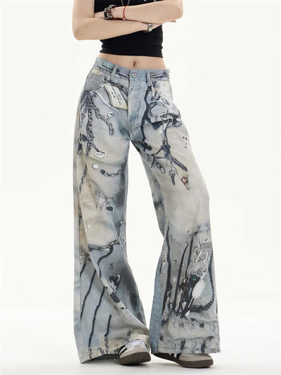 Pantalones Vaqueros Rectos de Pierna Ancha con Múltiples Bolsillos - Image 2