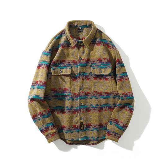 Camisa de Cuadros Retro en Lana con Mangas Largas