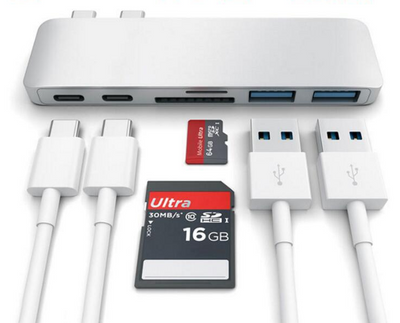 Hub USB-C Multifunción para Apple con Lector de Tarjetas SD/TF y Carga Rápida