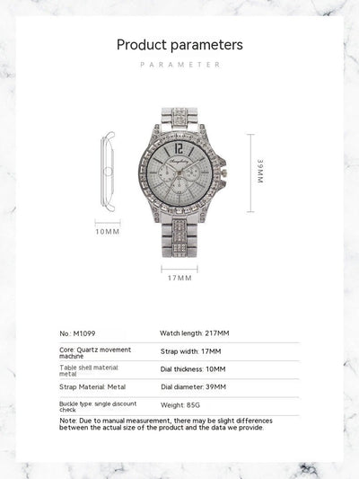 Reloj de Cuarzo de Acero Inoxidable con Diamantes y Tres Subdiales - Image 9