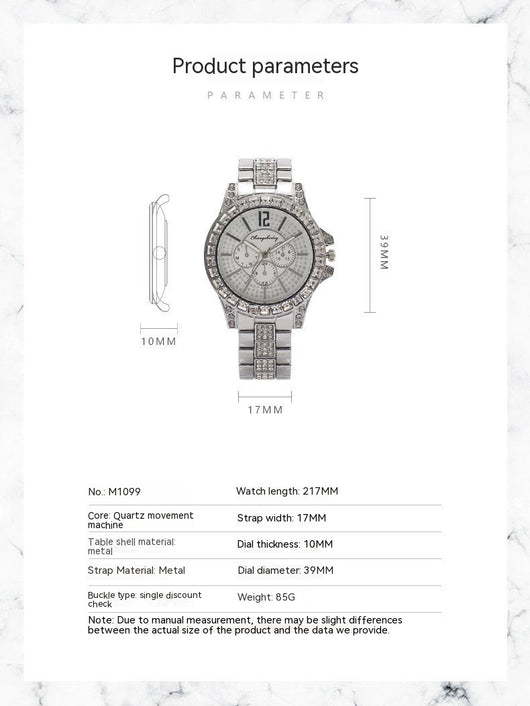 Reloj de Cuarzo de Acero Inoxidable con Diamantes y Tres Subdiales - Image 9