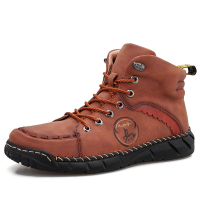 Botas de Cuero Vintage Cosidas a Mano para Hombre - Image 10