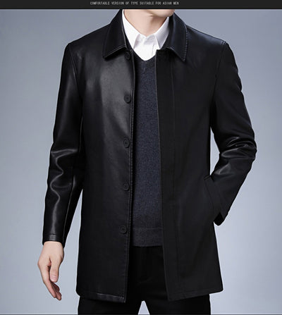 Chaqueta de Cuero para Hombre con Forro Térmico y Solapa - Image 15