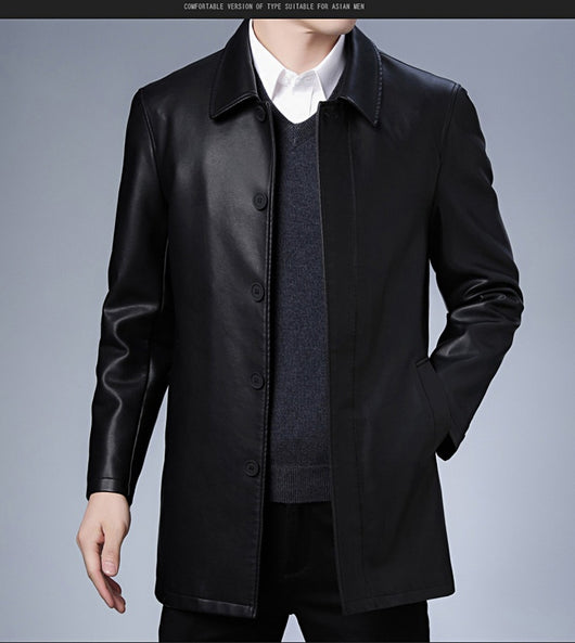 Chaqueta de Cuero para Hombre con Forro Térmico y Solapa - Image 15