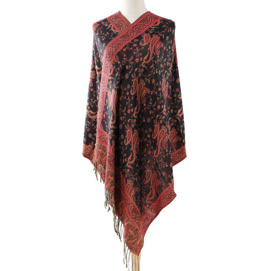 Bufanda Jacquard de Cachemira Clásica Multiusos con Flecos de Anacardo - Image 8