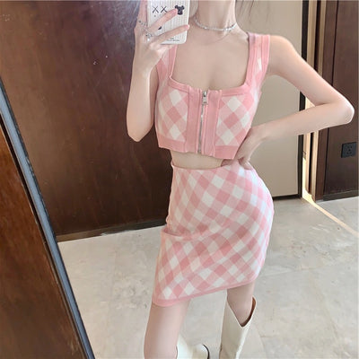 Conjunto de Dos Piezas en Punto - Elegancia y Temperamento para Mujer
