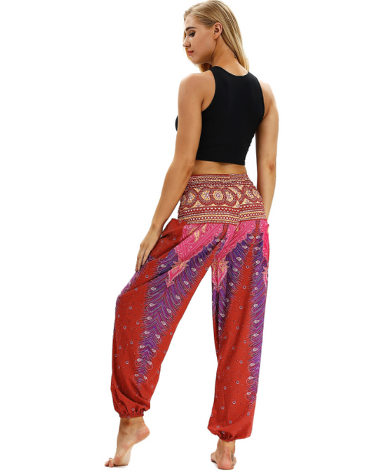 Pantalones Harem Estampados Digitales con Cintura Elástica Suelta - Image 18