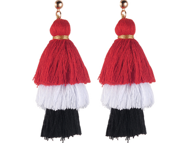 Aretes de Borlas de Algodón con Degradado Tricolor - Image 9