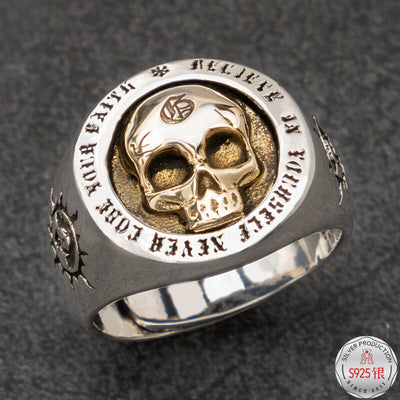 Anillo de Calavera Plata 925 Estilo Punk Rock para Hombre - Image 4