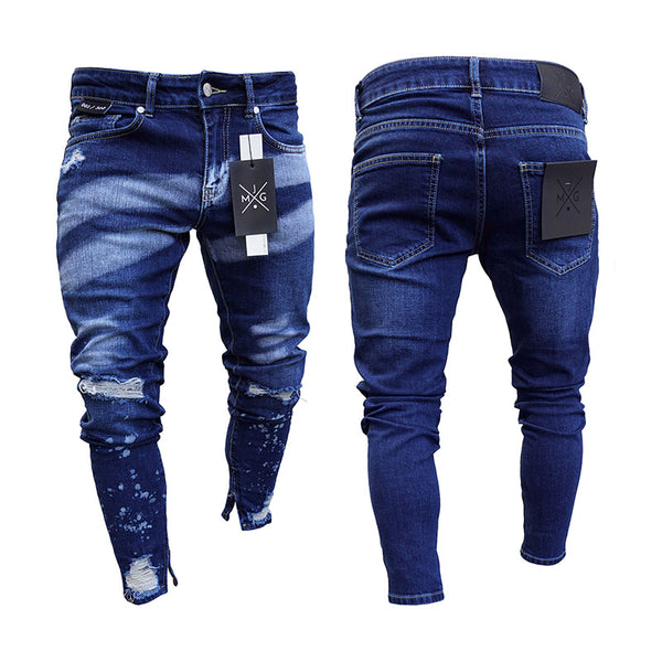 Pantalones vaqueros rotos con diseño pintado