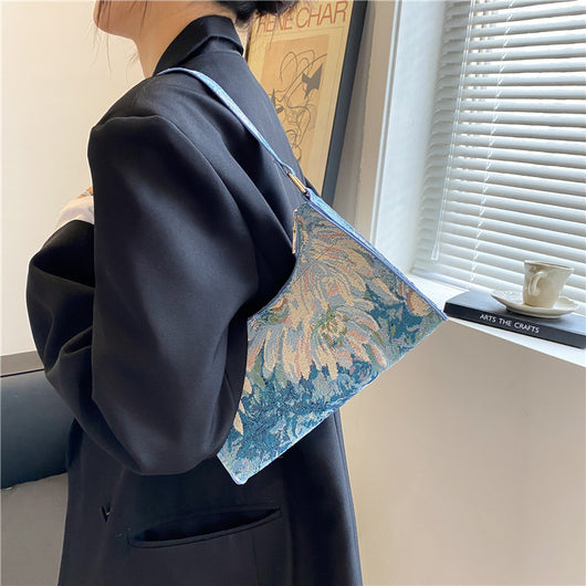 Bolso Bandolera de Pintura al Óleo con Cierre de Cremallera para Mujer - Image 3