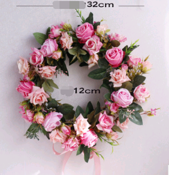 Corona de Rosas Realista con Esmalte - Decoración Navideña para Puerta y Pared