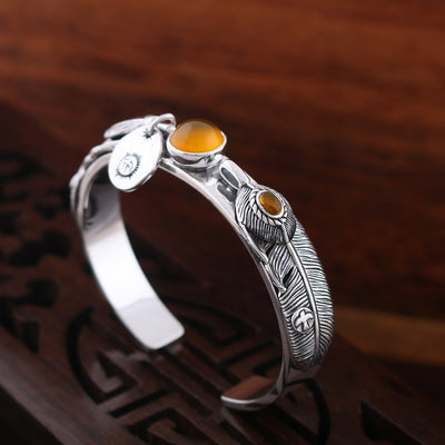 Pulsera de Plata Esterlina 925 Artesanal Tailandesa con Topacio Vintage - Image 3