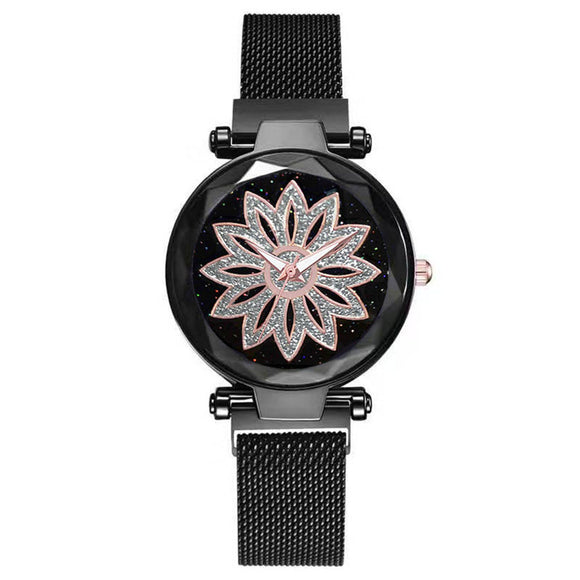Reloj de cuarzo con esfera de cielo estrellado para mujer