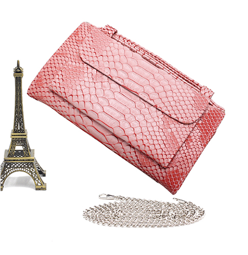 Cartera Clutch con Patrón Serpiente y Cadena Desmontable - Image 19