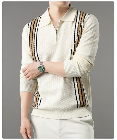 Suéter de Punto Colorblock con Cuello y Cierre Medio Cremallera para Hombre - Image 28