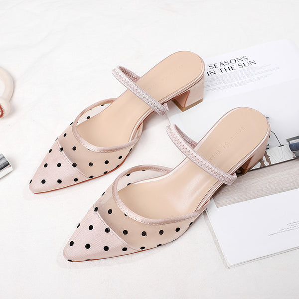 Sandalias de Tacón Alto Puntiagudas con Detalles Transparentes