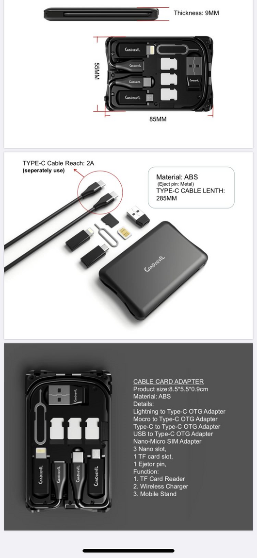 Tarjeta de Supervivencia Multifuncional con Cable de Datos Integrado - Image 8