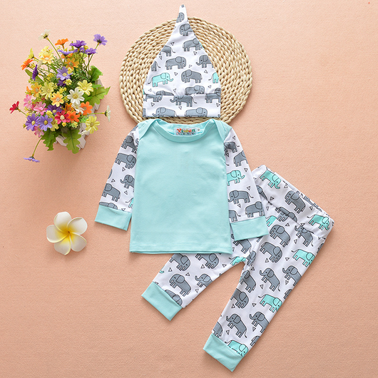 Conjunto de Tres Piezas Infantil con Capucha Diseño Elefante Adorable - Image 5