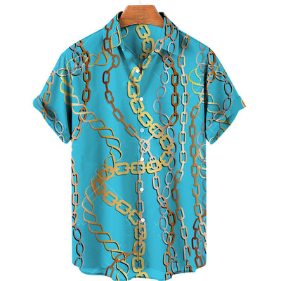 Playera Manga Corta Hombre Cadena Oro 3D Digital - Image 6