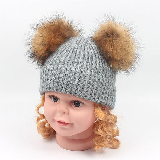 Gorro Tejido Cálido con Orejeras de Pompones para Niños - Otoño e Invierno - Image 3