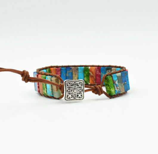 Pulsera de Cuero Tejida a Mano con Piedra Imperial - Estilo Étnico Minimalista - Image 4