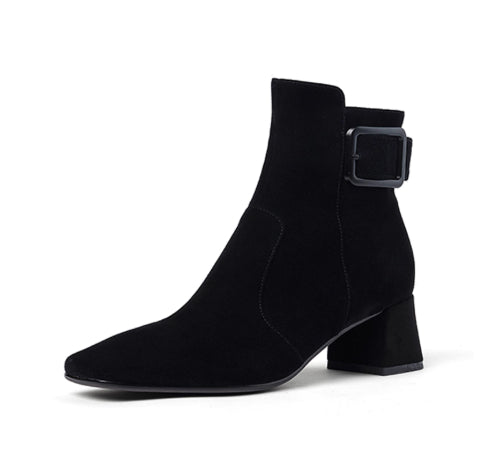 Botas Tobilleras de Tacón Grueso con Hebilla de Cuero Estilo Retro - Image 14