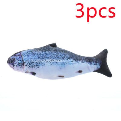 Three plush simulation fish cat toys with realistic blue and black scale patterns and black fins. - Image 10