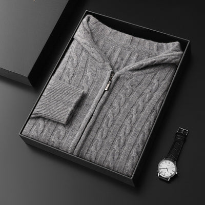Suéter Tejido Grueso con Capucha y Mangas Largas Sueltas para Hombre - Image 4