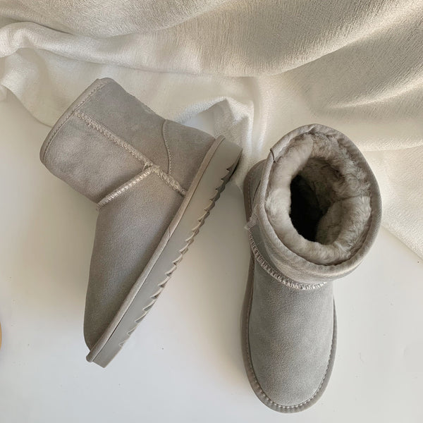 Botas de Nieve para Mujer con Plataforma de Cuero y Forro Polar
