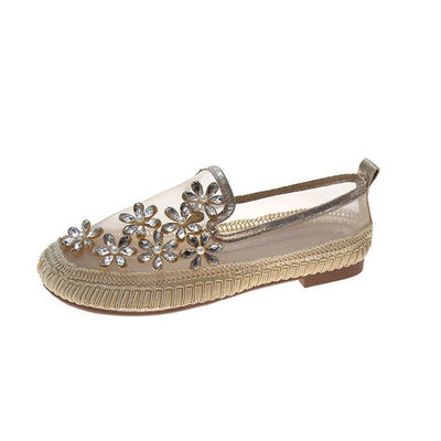 Zapato Casual Mujer Plano Malla Strass Punta Redonda - Image 6