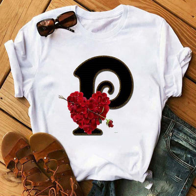 Playera Casual Estampado Alfabeto Inglés Rosa para Estudiantes - Image 9