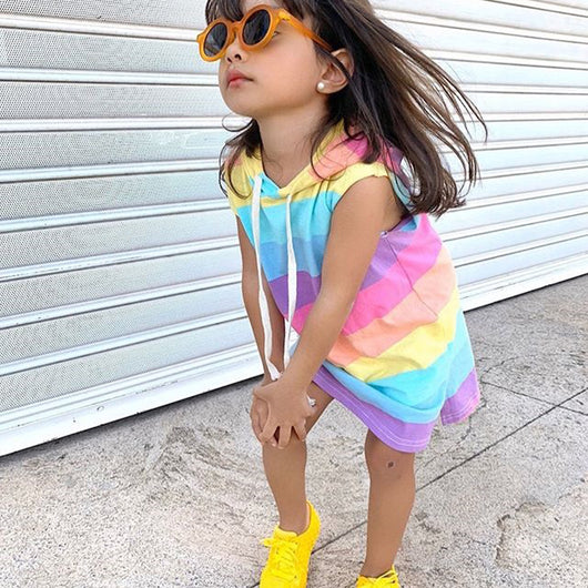 Vestido Princesa Arcoíris Estilo Occidental sin Mangas para Niñas - Image 9