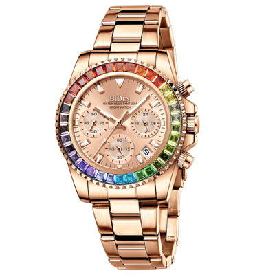 Reloj Ejecutivo Acero Inoxidable con Diamantes de Colores para Mujer - Image 3