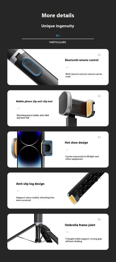 Soporte Selfie Stick con Bluetooth Integrado para Transmisión en Vivo - Image 14