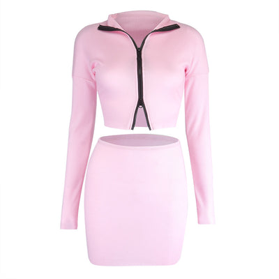 Conjunto de Falda Corta con Cierre y Blazer Liso para Mujer - Image 10