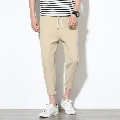 Pantalones de Lino para Hombre Estilo Coreano - Ajuste Relajado y Fresco - Image 17