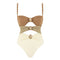Brown Color Matching Swimsuit