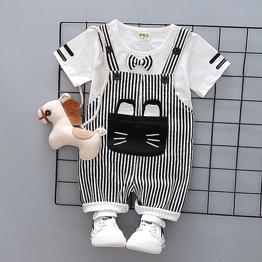 Conjunto Infantil Coreano de Dos Piezas con Tirantes y Diseño Cartoon - Image 6