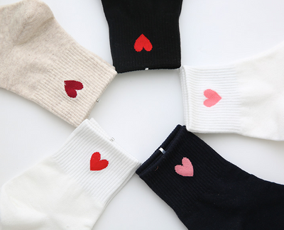 Calcetines de Algodón Puro Medianos con Diseño Liso Love