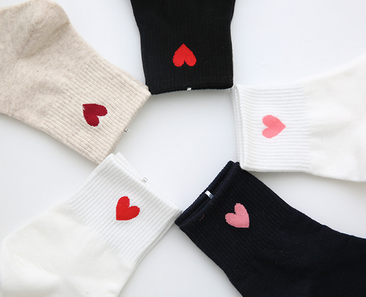 Calcetines de Algodón Puro Medianos con Diseño Liso Love