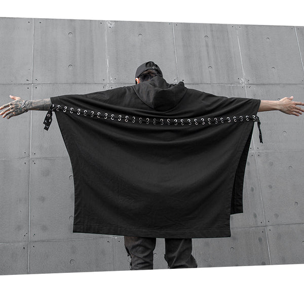Camiseta Suelta Negra con Mangas Murciélago