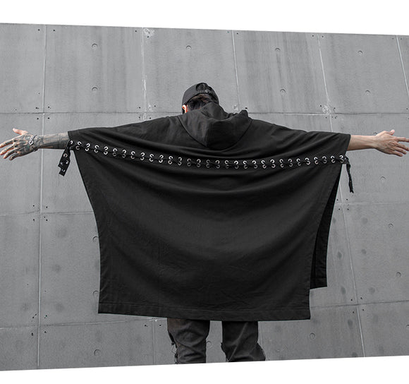 Camiseta Suelta Negra con Mangas Murciélago