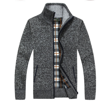 Suéter de Punto para Hombre con Mangas de Terciopelo - Chamarra Abrigada de Otoño - Image 8